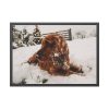 Dog Lying on Snow Framed Poster