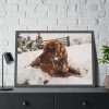 Dog Lying on Snow Framed Poster