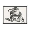 Domestic Cat on a Stool and Three Kittens by Gottfried Mind Framed Poster