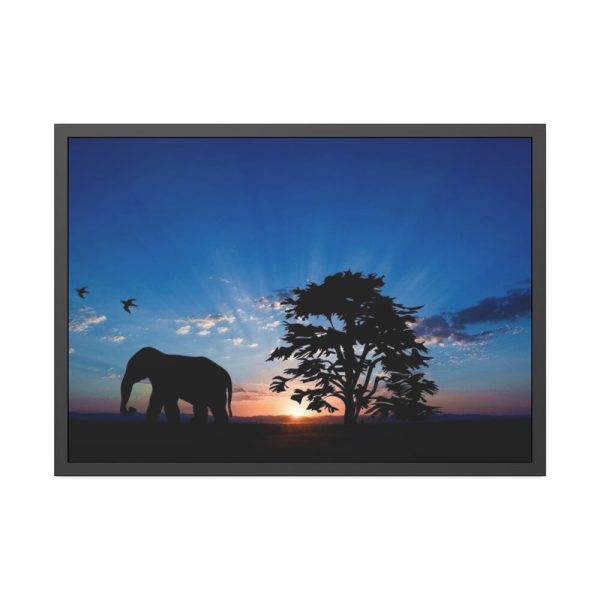 93855-260.jpg Elephant and Sunset Framed Poster