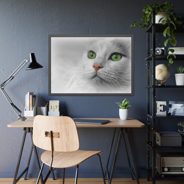 93855-326.jpg Beautiful Cat with Green Eyes Framed Poster