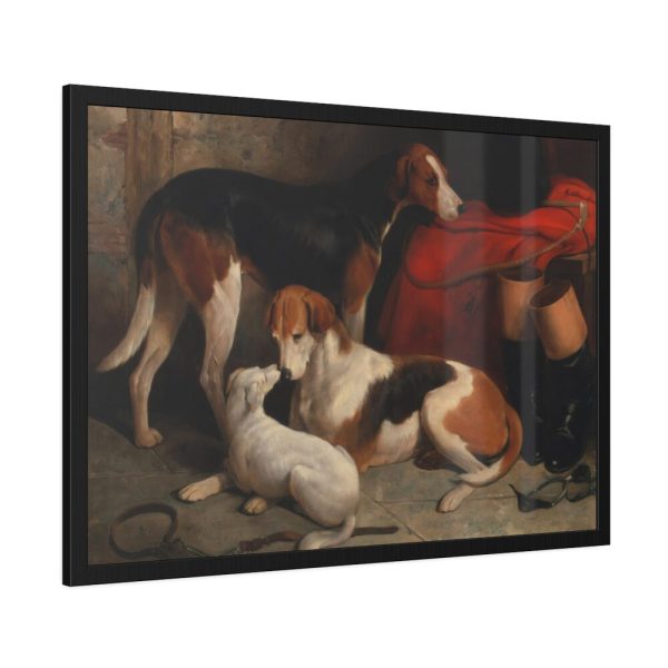 A Couple of Foxhounds with a Terrier by William Barraud Framed Poster