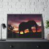 93855-459.jpg Elephant and Sunset in Africa Framed Poster