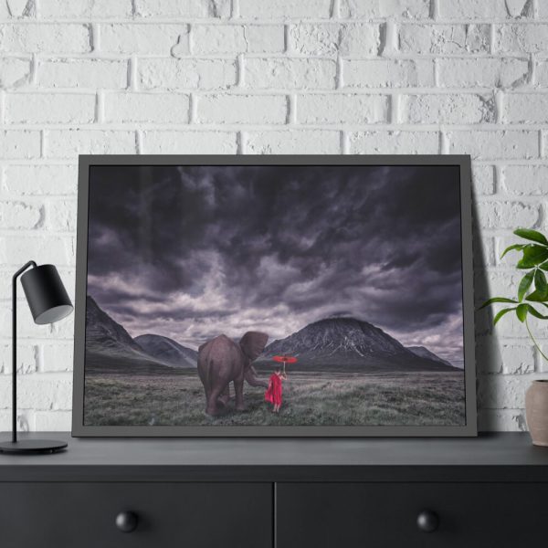 Elephant and Child Friendship Framed Poster