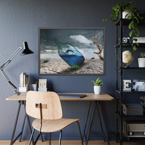 93855-506.jpg Bottle Dolphin in Desert Framed Poster