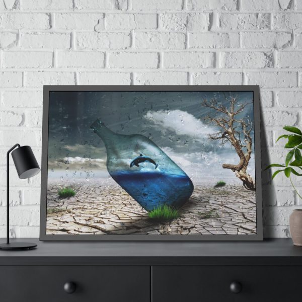 93855-507.jpg Bottle Dolphin in Desert Framed Poster