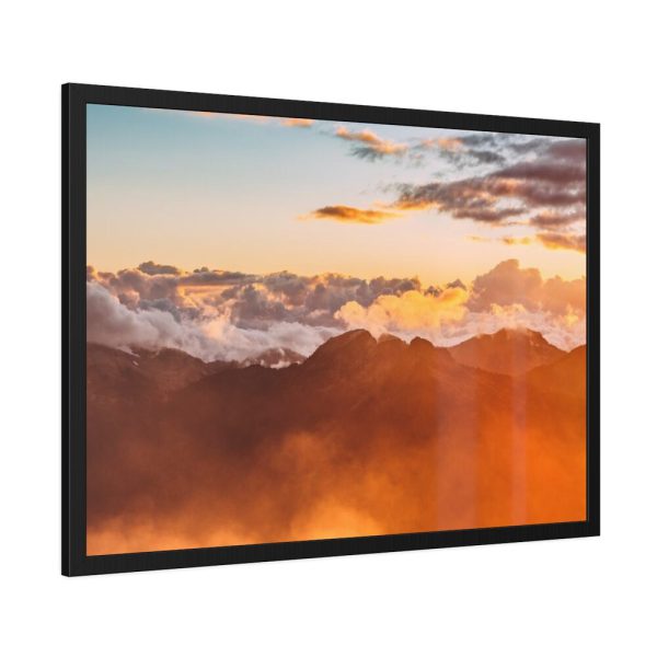 93855-529.jpg Clouds Envelope a Mountain Range During Sunset Framed Poser
