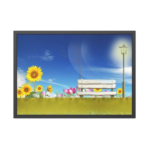 93855-532.jpg Sunflower Field With Blue Framed Poster