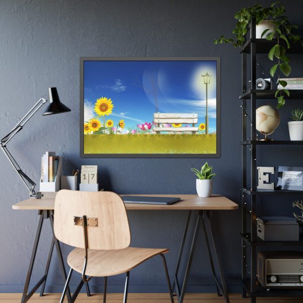93855-534.jpg Sunflower Field With Blue Framed Poster