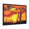 93855-621.jpg Cactus in Desert, Yellow Sky and Cow Framed Poster
