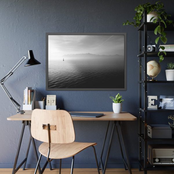 93855-734.jpg Black and White Sky and Sea Framed Poster