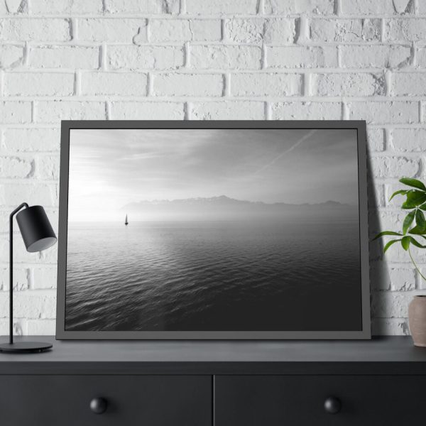 93855-735.jpg Black and White Sky and Sea Framed Poster