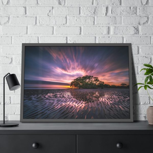 93855-739.jpg Waves Reflection and Sunrise Framed Poster