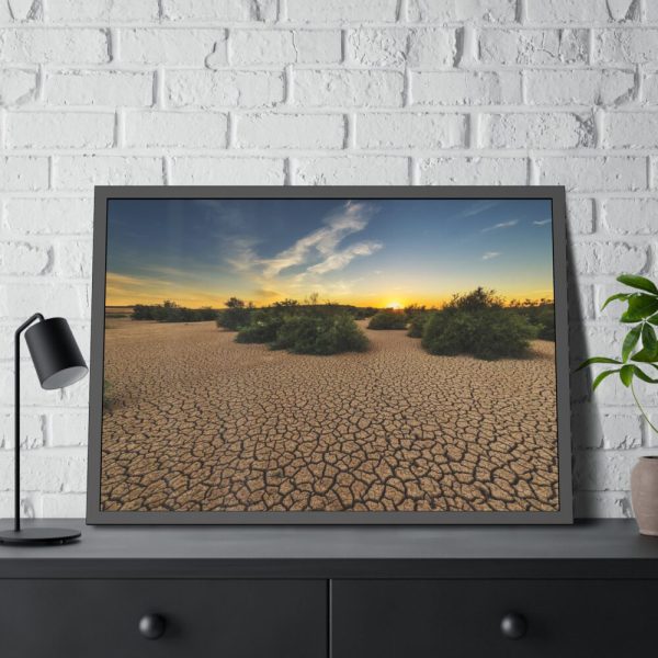 93855-747.jpg Drought Dehydrated Clay Floor Earth Cracked Framed Poster