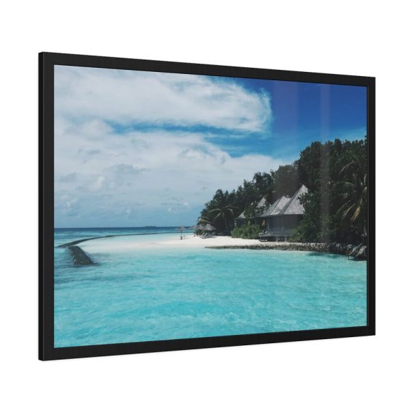 93855-784.jpg Beach View With White Sand and Blue Ocean in Summer Framed Poster