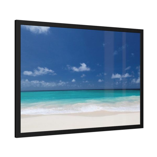 93855-844.jpg Blue Sky Sandy Beach Aesthetic Landscape Framed Poster