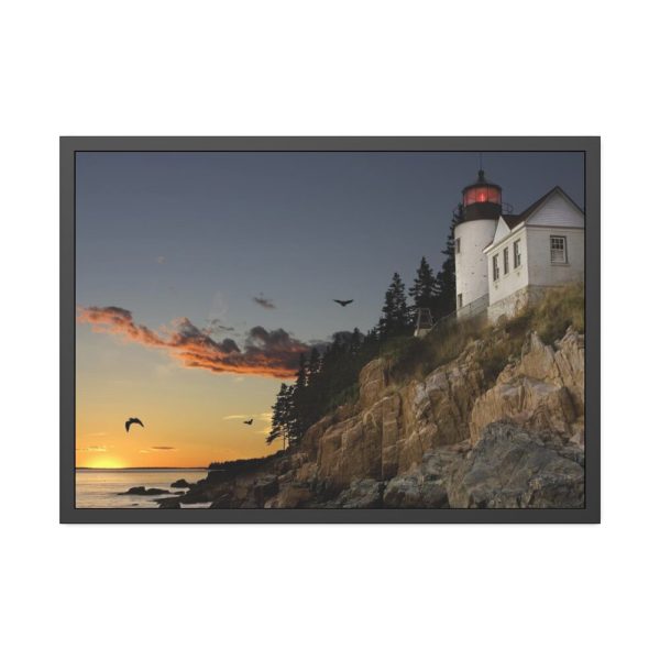 Lighthouse and Beautiful Sunset Framed Poster