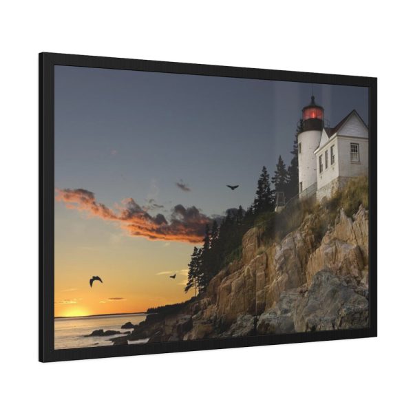 Lighthouse and Beautiful Sunset Framed Poster