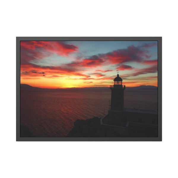 Lighthouse and Red Sky in the Morning Framed Poster