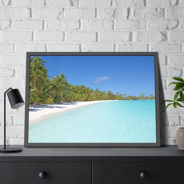 93855-874.jpg Sunny Beach With Palm Tree Framed Poster
