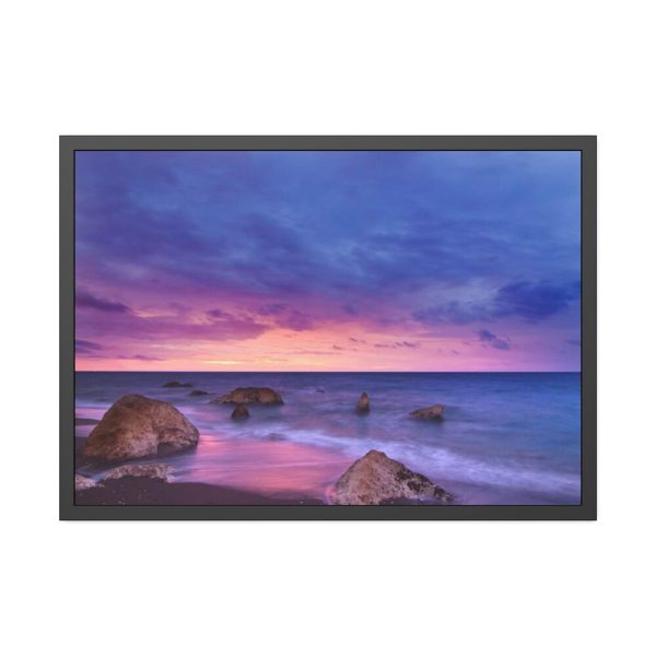 93855-887.jpg Rocks, Pink, Purple and Navy Sky Framed Poster