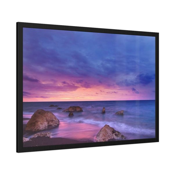 93855-888.jpg Rocks, Pink, Purple and Navy Sky Framed Poster