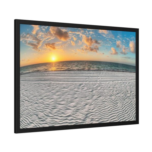 93855-892.jpg Wind Rippled White Sand Beachline at Sunset Framed Poster