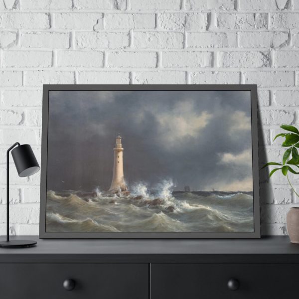 Eddystone Lighthouse by Anton Melbye Framed Poster