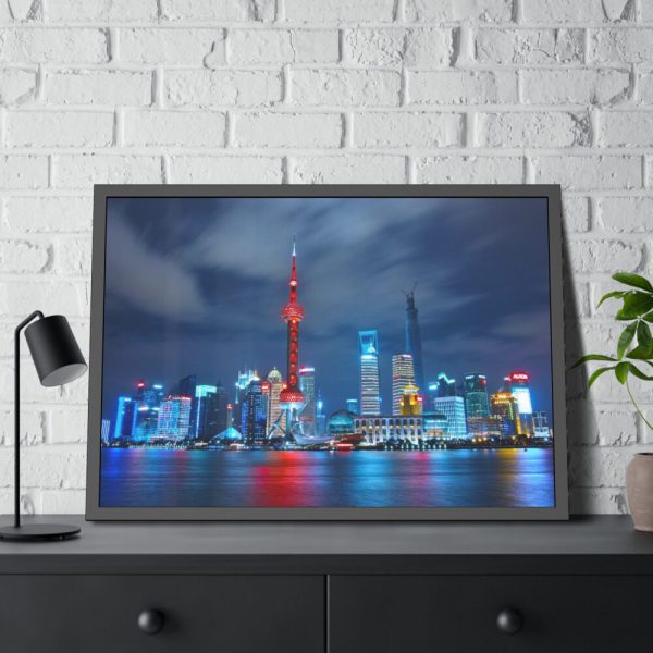 93855-946.jpg Light Building in the Night Framed Poster