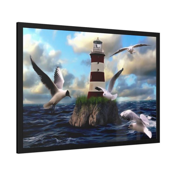 93855-968.jpg Lighthouse and Seagulls Framed Poster