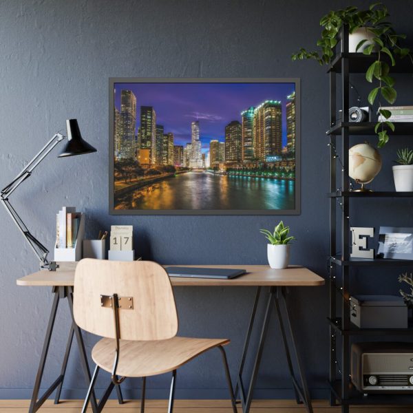 93855-977.jpg Chicago Illinois River Water Reflections Framed Poster