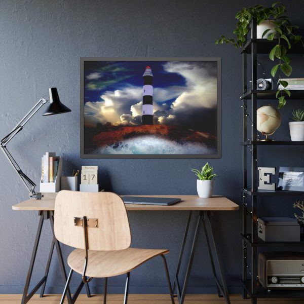 93855-993.jpg Lighthouse Sea Water Illustration Framed Poster
