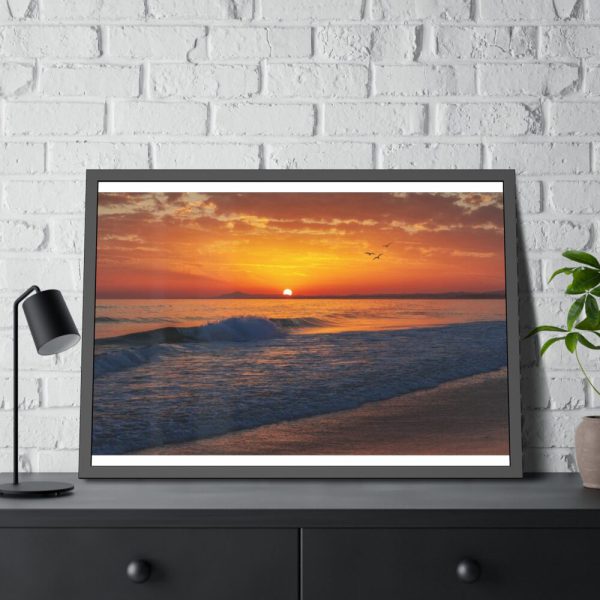93855-998.jpg Sunrise, Ocean and Wave Framed Poster