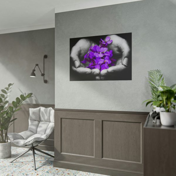 101875-199.jpg Purple Flowers in Hands Poster