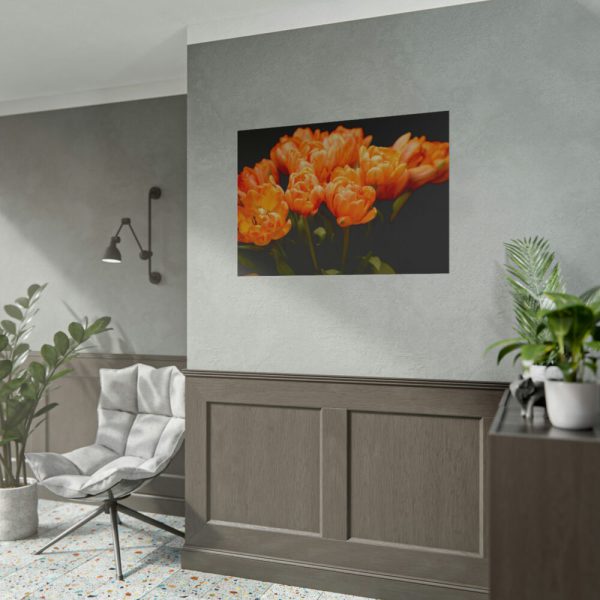 A Bouquet of Bright Orange Tulips Poster