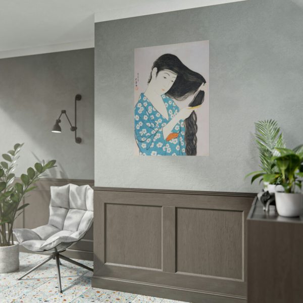 101894-154.jpg Woman Combing Her Hair Poster