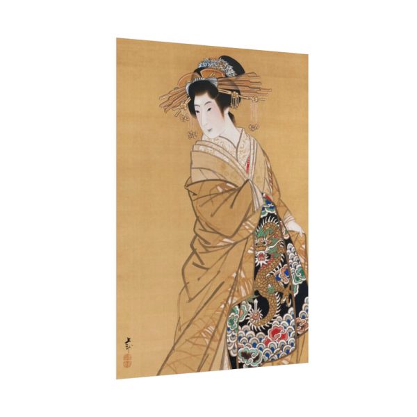 101894-177.jpg Japanese Woman with Dragon obi by Mihata Jōryū Poster