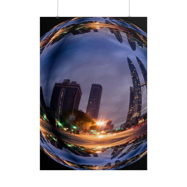 101894-76.jpg Photo Effect City Skyscrapers Lighting Ball Poster