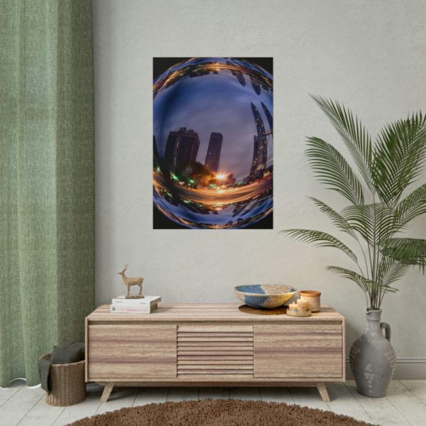 101894-78.jpg Photo Effect City Skyscrapers Lighting Ball Poster