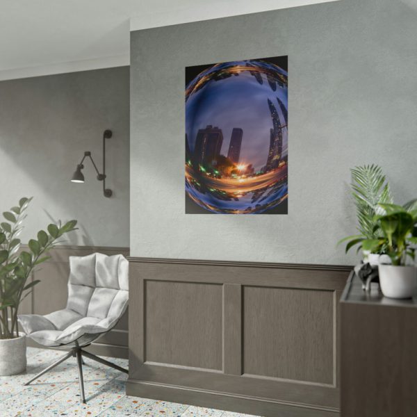101894-79.jpg Photo Effect City Skyscrapers Lighting Ball Poster