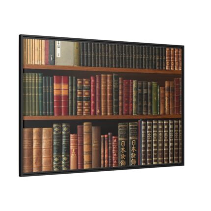 Antique Books in a Library Framed Canvas