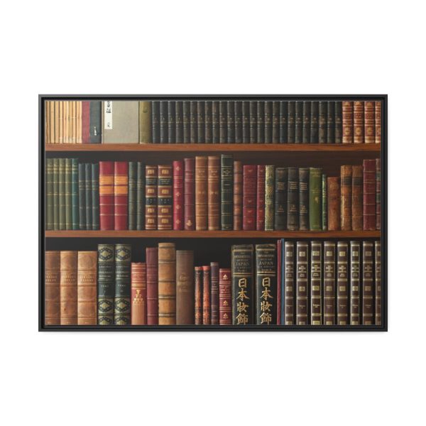 88289-136.jpg Antique Books in a Library Framed Canvas