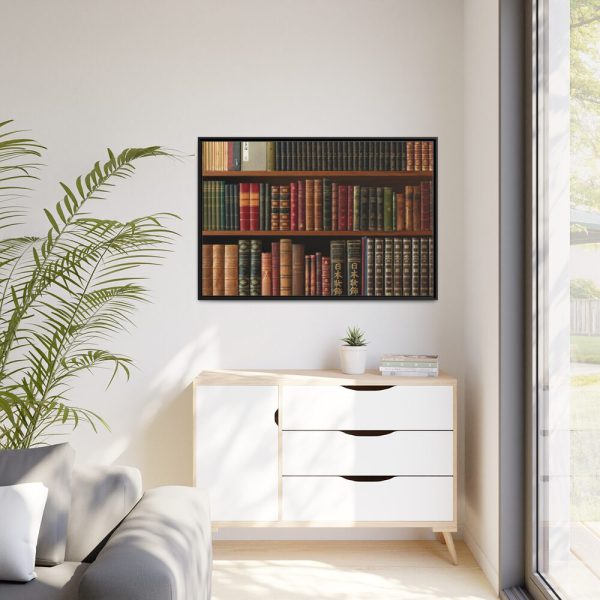 88289-138.jpg Antique Books in a Library Framed Canvas