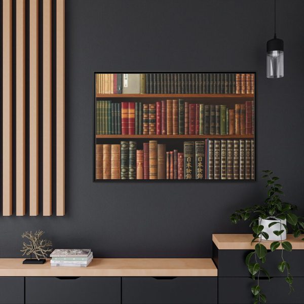 88289-139.jpg Antique Books in a Library Framed Canvas