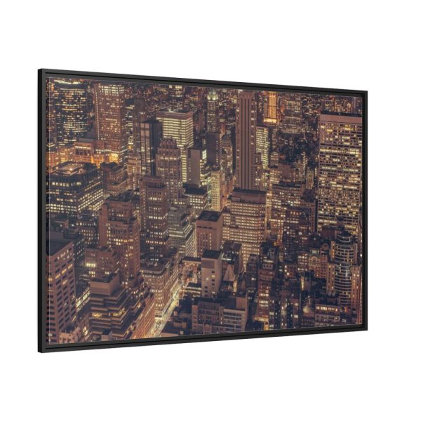 New York City Skyline at Night Framed Canvas