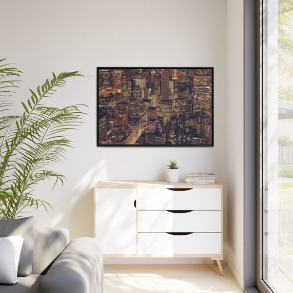 New York City Skyline at Night Framed Canvas