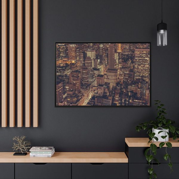 New York City Skyline at Night Framed Canvas