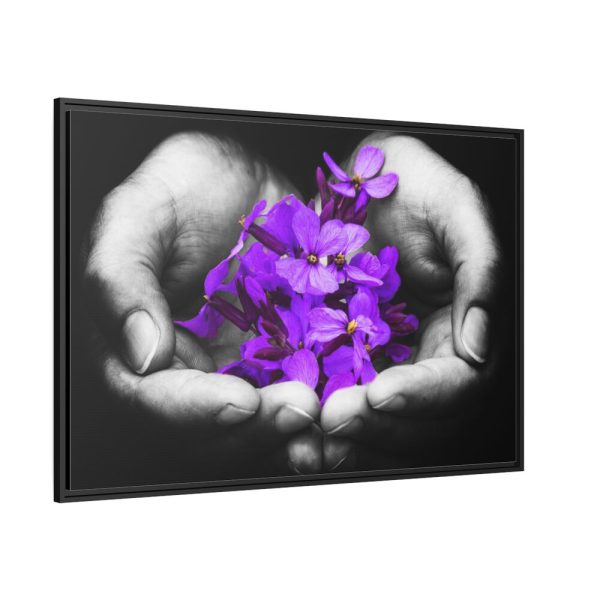 88289-195.jpg Purple Flowers in Hands Framed Canvas