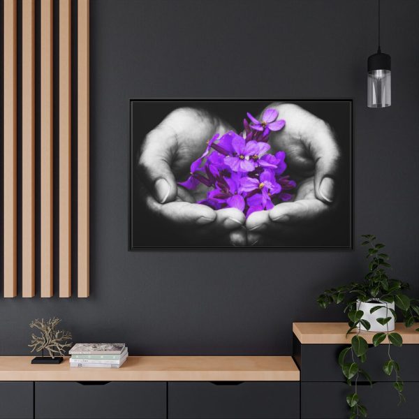 88289-199.jpg Purple Flowers in Hands Framed Canvas