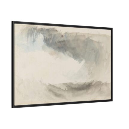 Clouds, Rain and Waves With Washes of Grey and Blue Framed Canvas